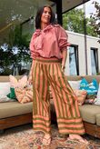Bloc Stripe Wide Leg Pant Olive & Soft Terracotta